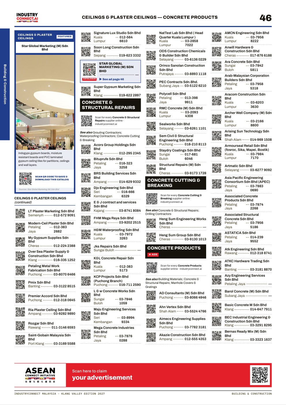 A real page of the IndustryConnect 2027 directory: listings and a featured ad